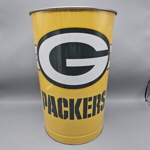 Vintage Green Bay Packers 90s Wincraft Metal Trash Garbage Can 15" Made In USA